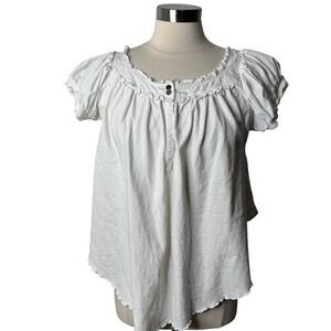 Free People We The Free White Cotton Ruffle Babydoll Top Short Sleeve Womens XS